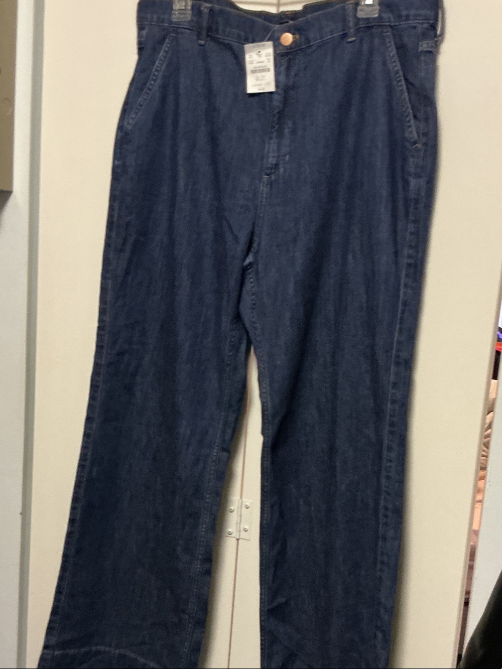 J. Crew Factory Wide-Leg Jeans in Dark Blue Denim